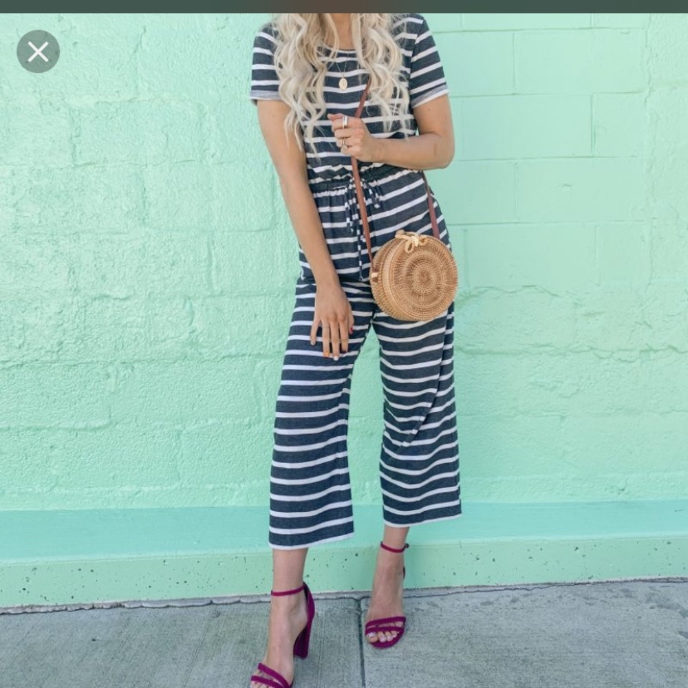 Old Navy Striped Romper w/Pockets - Picture 3 of 3